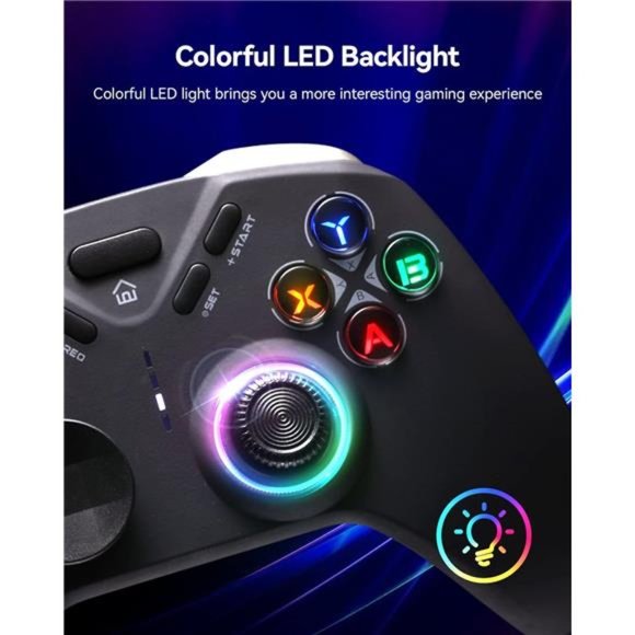 Wireless Game Controller, Bluetooth Controller with LED Backlight, Gamepad - Picture 2 of 5